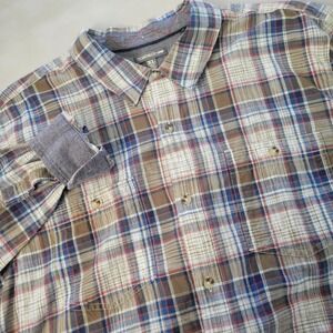 Toad & Co Horned Toad Smythy Shirt Mens XL Blue Brown Plaid Button Down T2251109